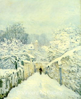 Snow in Louveciennes by Alfred  Sisley