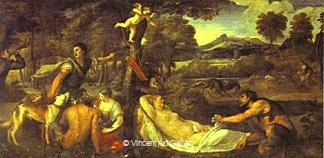 Pardo Venus (Jupiter and Antiope) by Tiziano  Vecellio