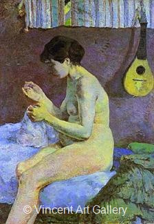 Study of a Nude, Suzanne Sewing by Paul  Gauguin