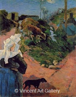 Breton Woman and Calf by Paul  Gauguin
